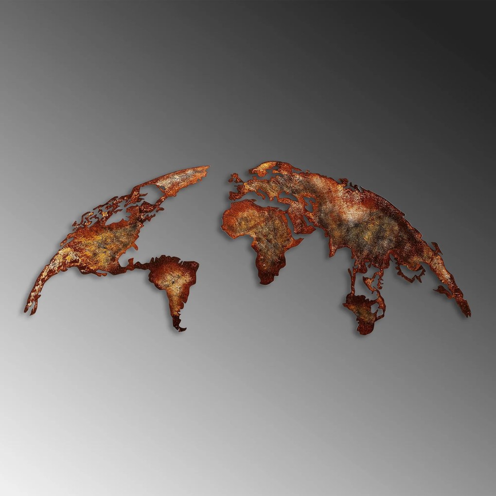 Nástenná kovová dekorácia Mapa sveta stredná 1 viacfarebná