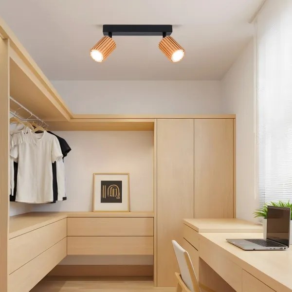 Brilagi - Bodové svietidlo MODERN WOOD 2xGU10/8W/230V drevené/čierne