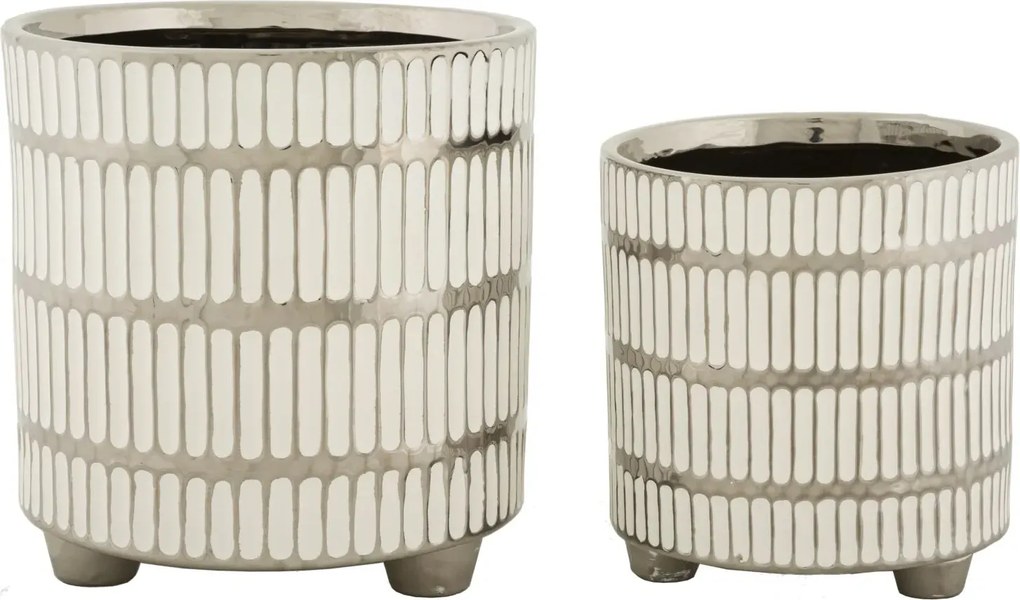 Sada 2 ks obalů na květináč Ray bílo-stříbrná