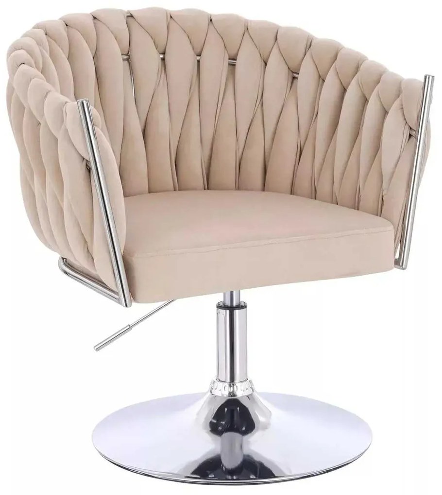 LuxuryForm DESIGN Stolička NORDEN VELUR na striebornom tanieri - krémová