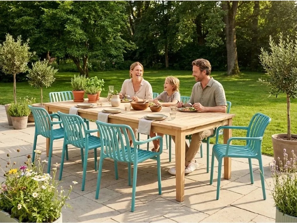 Plastová stolička TREGO s opierkami, modrá