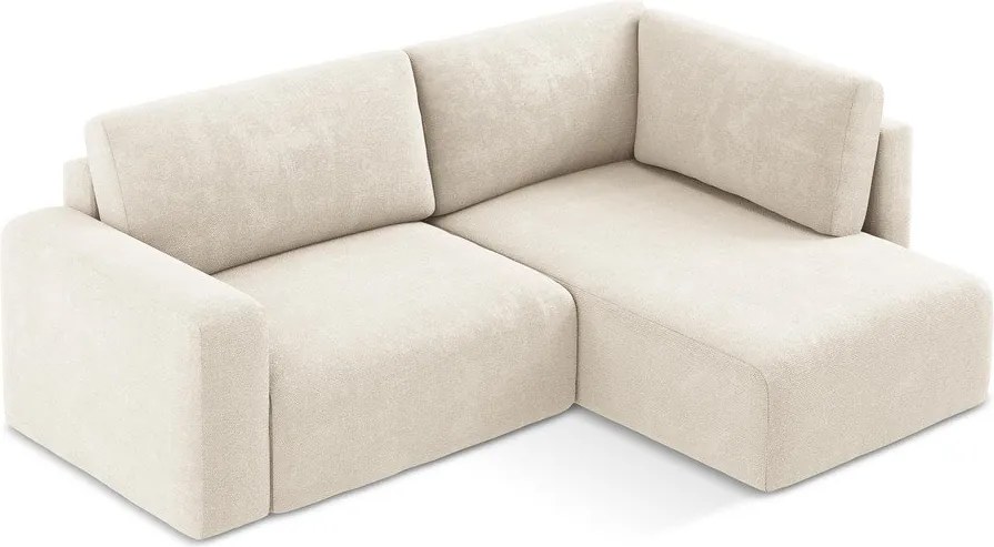 Krémovobiela ženilková rozkladacia/s úložným priestorom rohová pohovka (pravý roh/do L) Kona – Makamii