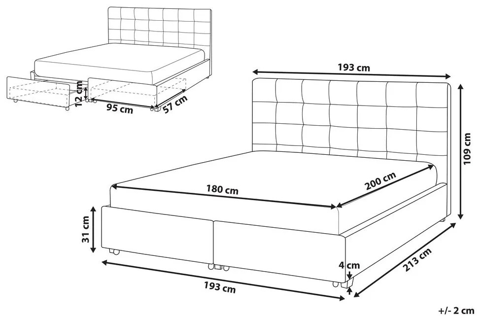 Manželská posteľ 180 cm Rhiannon (béžová) (s roštom a úložným priestorom). Vlastná spoľahlivá doprava až k Vám domov. 1075622