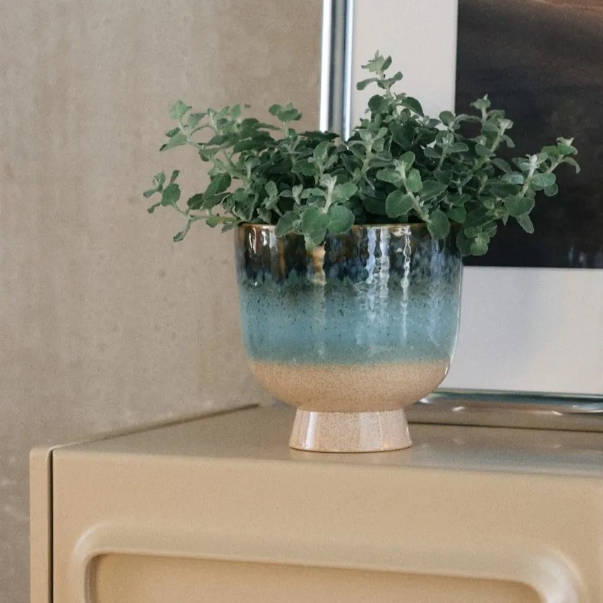 HK living Kameninový obal na květináč Retro Lagoon 20 cm