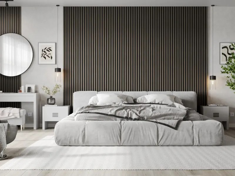 Mexen Lam-F, akustické stenové lamely 275 × 30 cm, plstený podklad 8 mm, technická dyha, dub ónyxový, S105-275307-3015-010