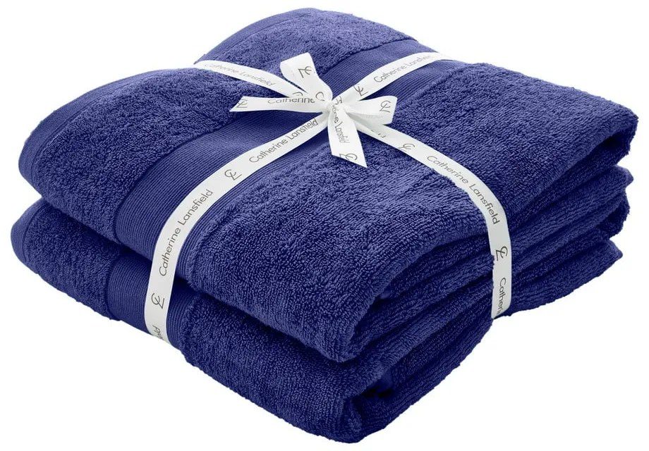 Tmavomodré froté bavlnené osušky v súprave 2 ks 90x140 cm Anti–Bacterial – Catherine Lansfield