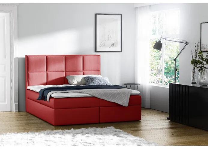 Čalúnená posteľ s úložným priestorom Sivio červená eko koža 140 + TOPPER ZDARMA