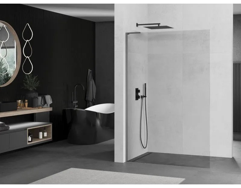 Mexen Kioto L, sprchová zástena Walk-In 80 x 200 cm, 8mm číre sklo, grafitový profil, 800-080-103-95-00