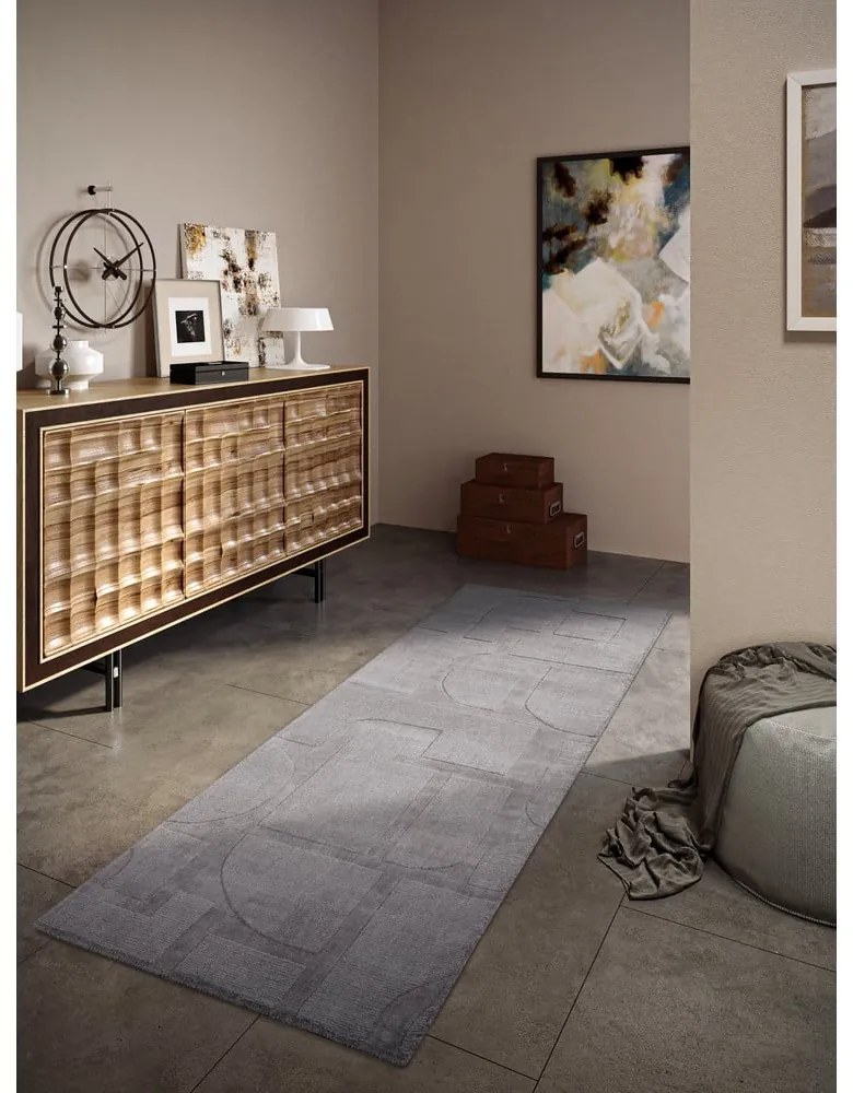 Sivý ručne tkaný vlnený behúň 80x250 cm Alexis – Villeroy&amp;Boch