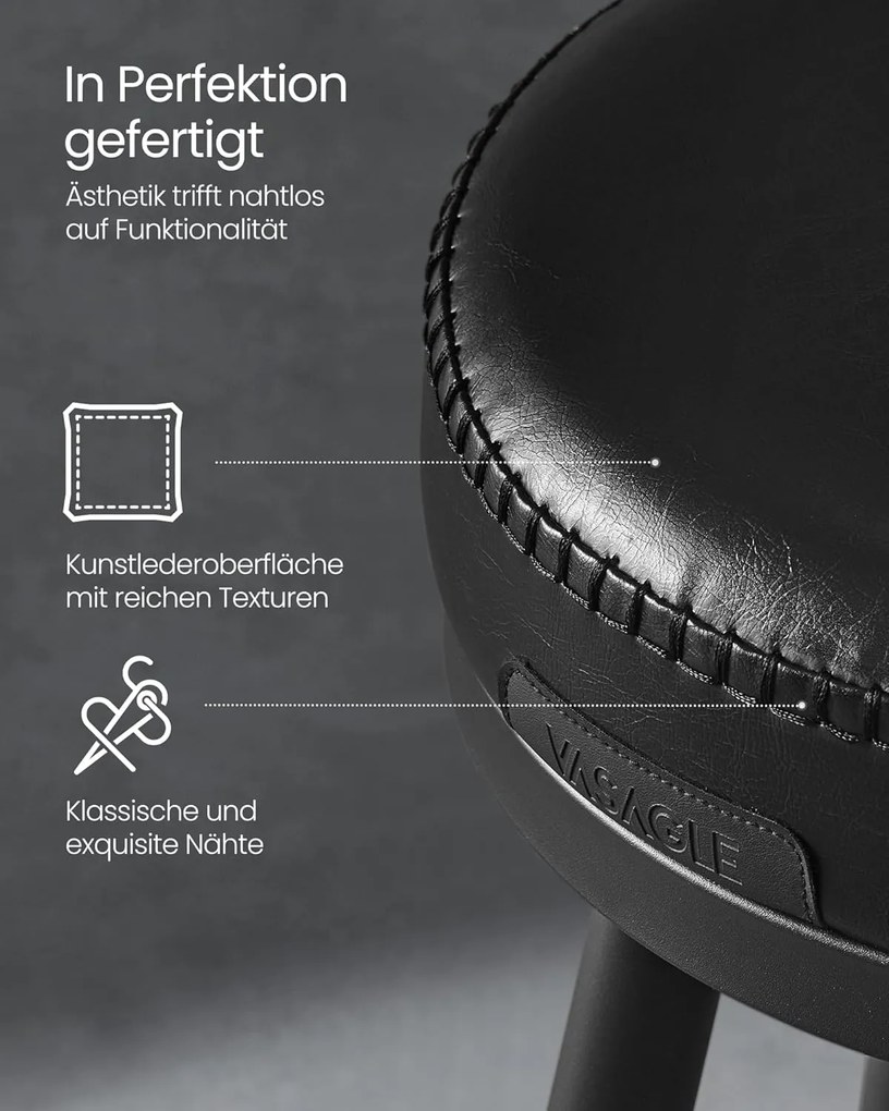 Kolekcia VASAGLE EKHO - Sada 2 ks barových stoličiek, otočné s operadlom, 76 cm, čierne