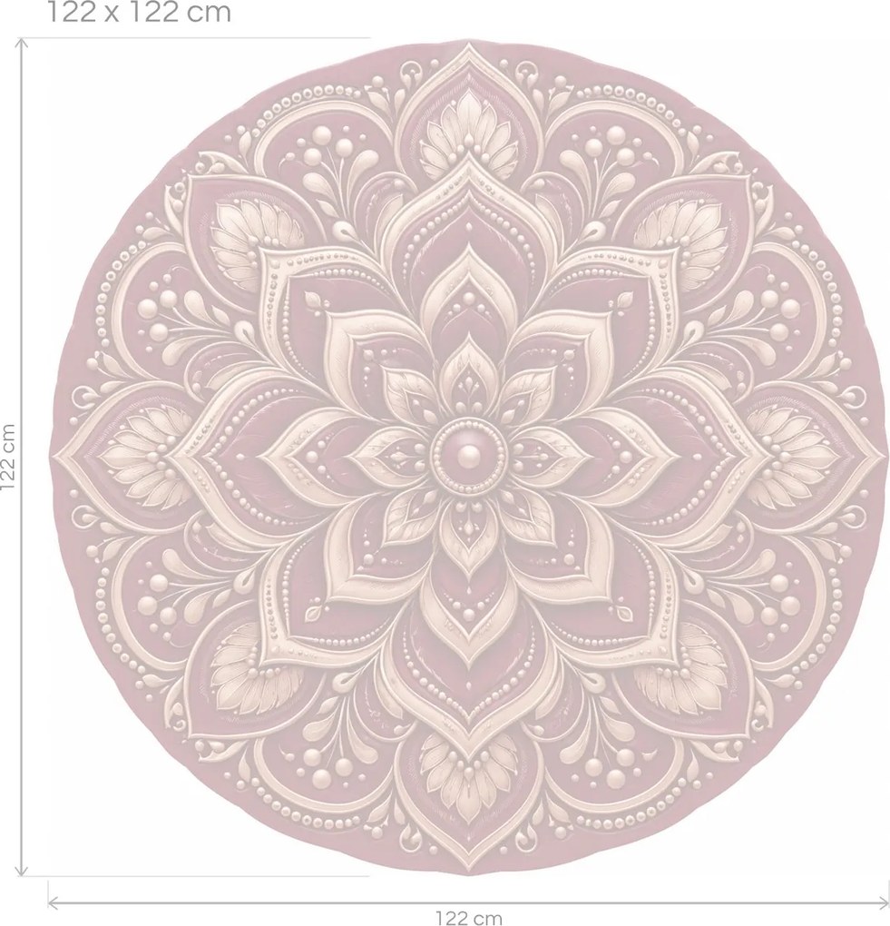 Vínová mandala vínovo medená textilná preliepateľná nálepka na stenu arch 46 x 46 cm