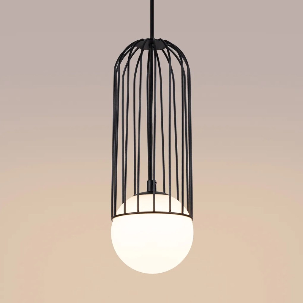 Závesné svietidlo Brina, 1x sklenené/čierne kovové tienidlo