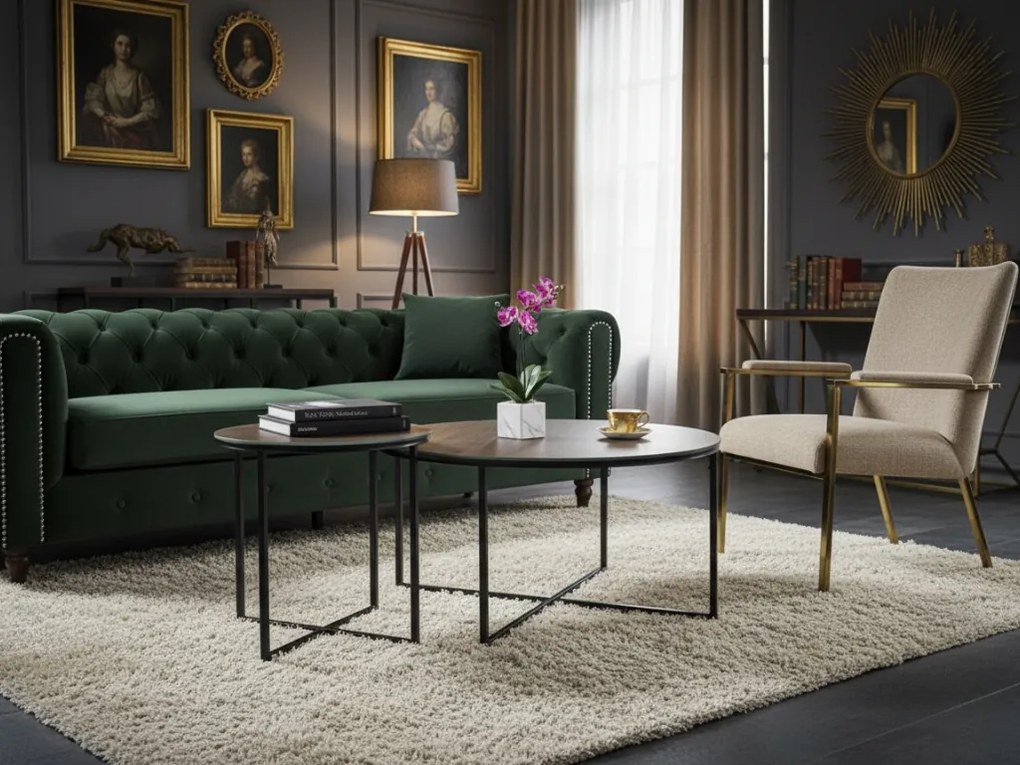 Sada 2 konferenčných stolíkov PALERMO I hnedá