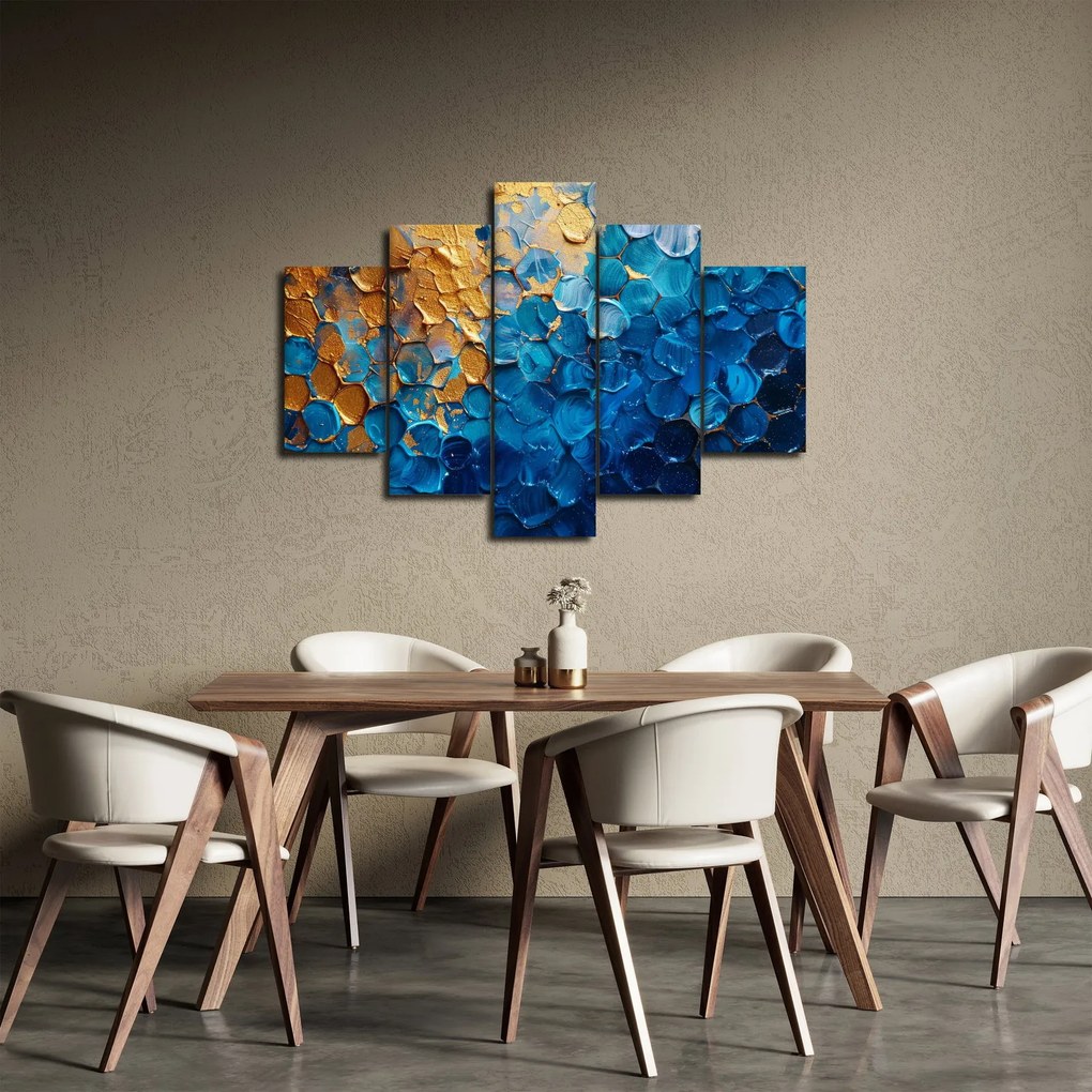 Obraz - Modrozlatá maľba (150x105 cm)