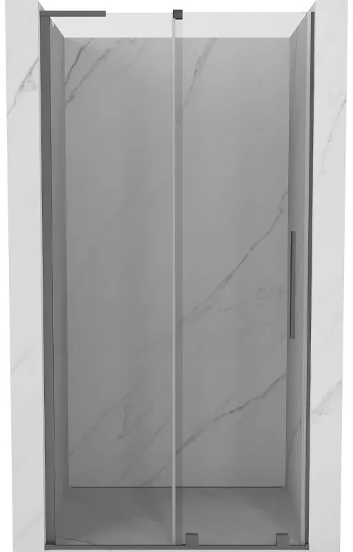 Mexen Velar L, posuvné sprchové dvere do otvoru 120 cm, 8mm číre sklo, brúsený grafit, 871-120-003-01-95