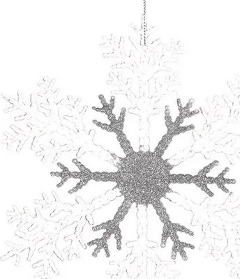 Súprava vianočná dekorácia Vločka, 4 ks, biela, 23 x 1 x 26 cm
