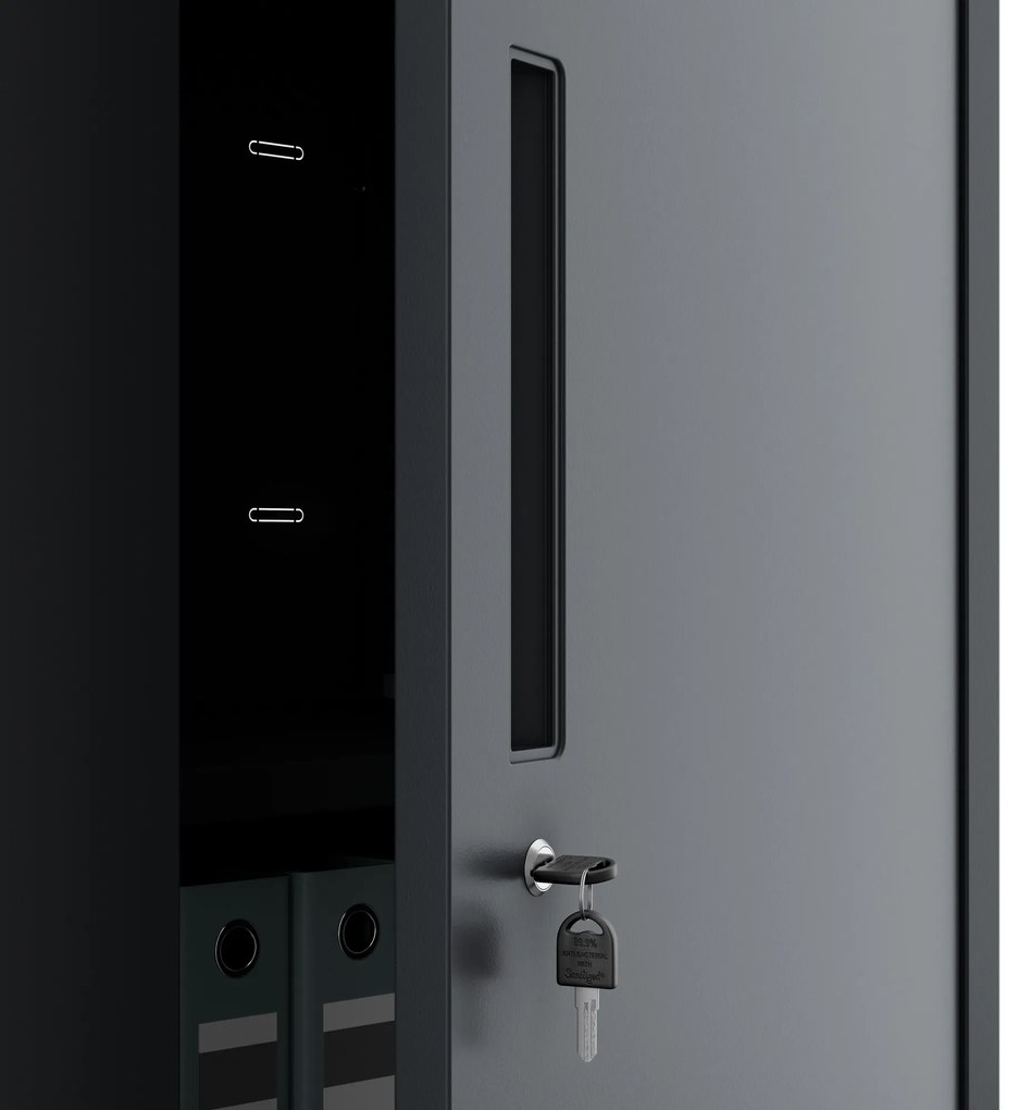 Kovová skriňa MEGAN – antracitová, bez zásuvky, 160 cm