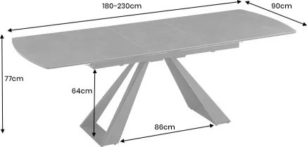 Rozkladací jedálenský stôl 40648 180/230 x 90cm Anthracite Ceramik - Komfort-nábytok