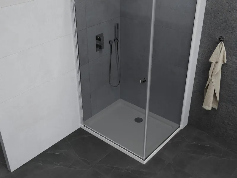 Mexen Pretoria, sprchovací kút 100 (dvere) x 70 (stena) cm, 6mm šedé sklo, chrómový profil + biela sprchová vanička, 852-100-070-01-40-4010