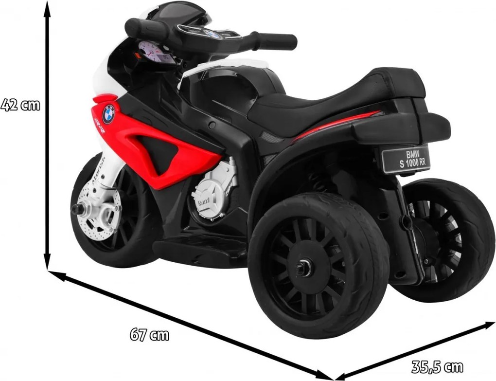 Ramiz BMW S1000 RR Mini detský motocykel na batérie červený + 3 kolieska + zvuky + LED