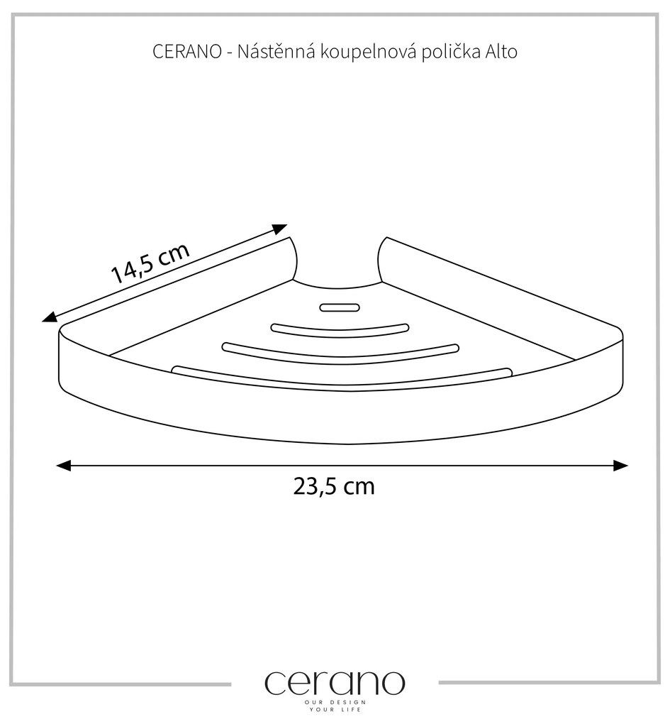 CERANO - Nástenná kúpeľňová polička Alto - čierna matná, CER-CER-479488