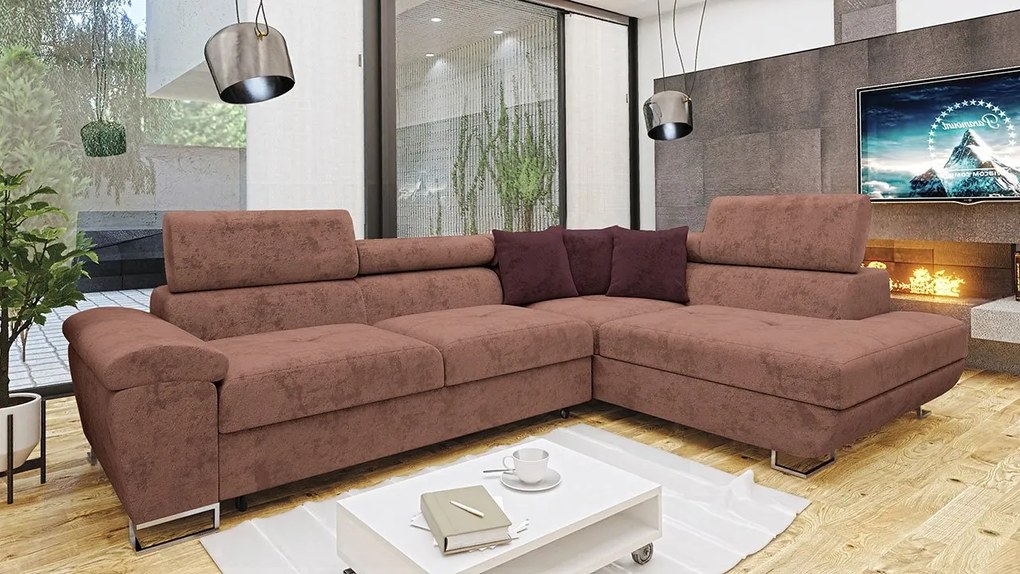 Rohová rozkladacia sedačka Alvin Premium, Dostupné poťahy: Otusso 02 + Sorriso 05 + Sorriso 05, Strana: ľavá
