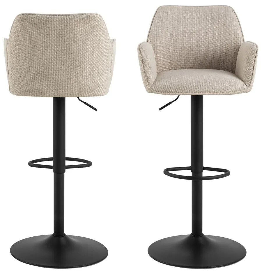 Béžová barová stolička s nastaviteľnou výškou/s podrúčkami (výška sedadla 85 cm) Glenda – Actona