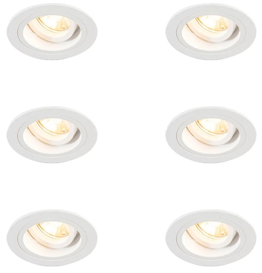 Sada 6 zapustených bodových svetiel okrúhlych bielych nastaviteľných - Chuck