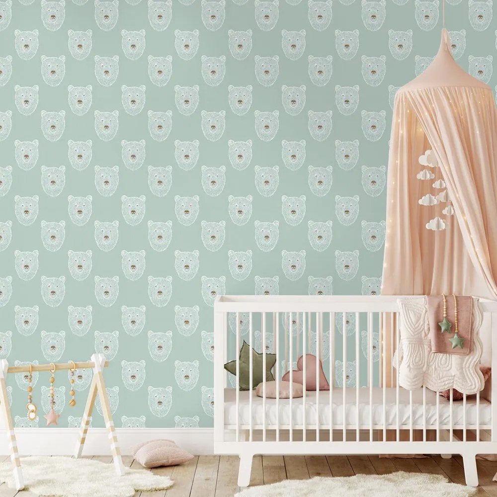 Samolepiaca tapeta roztomilé medvedíky na svetlom pozadí