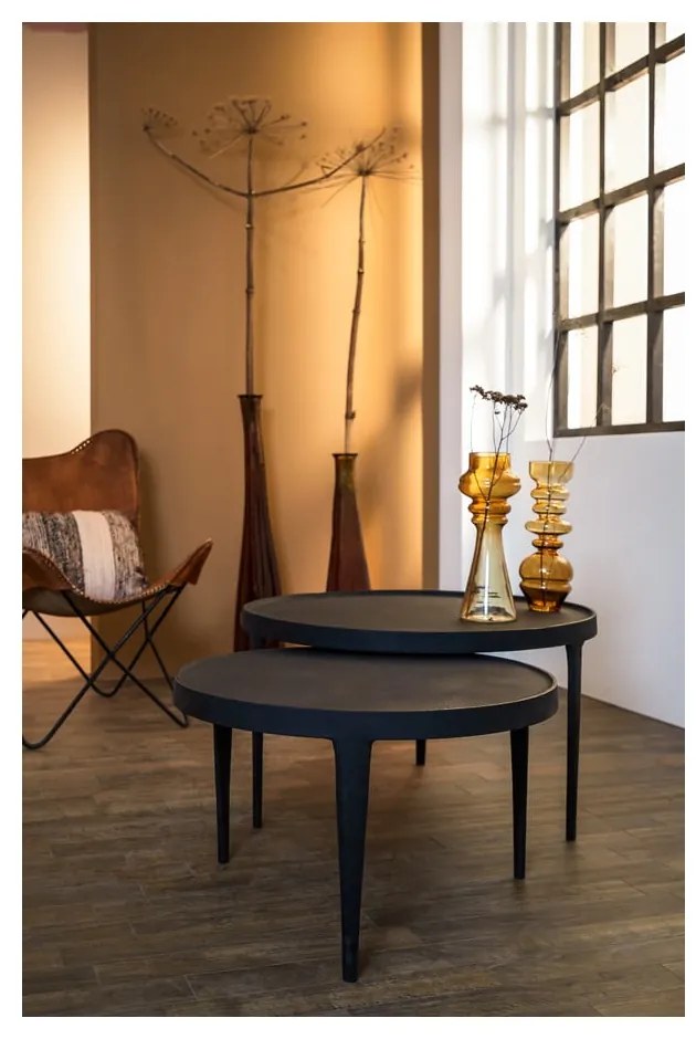 Čierne okrúhle konferenčné stolíky v súprave 2 ks ø 75 cm Tobias – Light &amp; Living