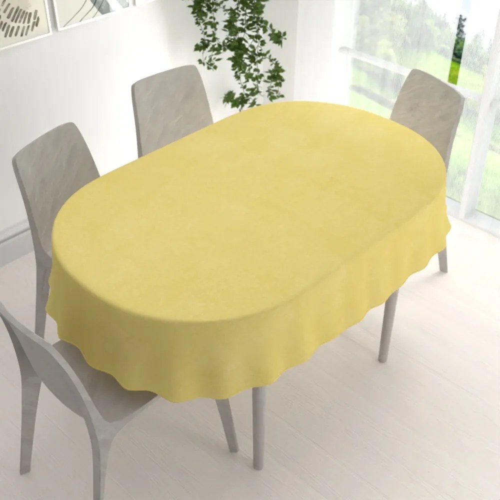 Biante Dekoračný oválny obrus BKW-209 Žltozelený žíhaný 130x160 cm
