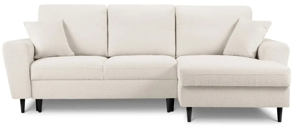 Béžová rozkladacia/s úložným priestorom rohová pohovka z textílie buklé (pravý roh/s leňoškou) Kyoto – Cosmopolitan Design