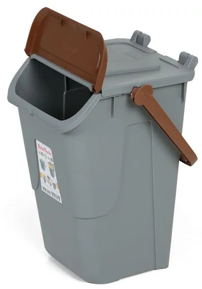 Plastový odpadkový kôš na triedenie odpadu ECOLOGY II, 35 l, sivá/hnedá