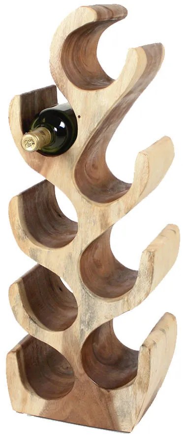 Masivní stojan na víno ze dřeva Suar malý 6