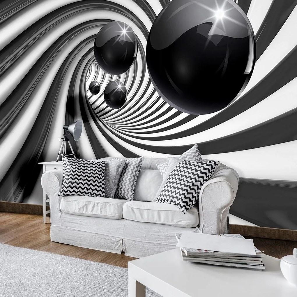 Fototapeta - 3D čiernobiely tunel (152,5x104 cm)