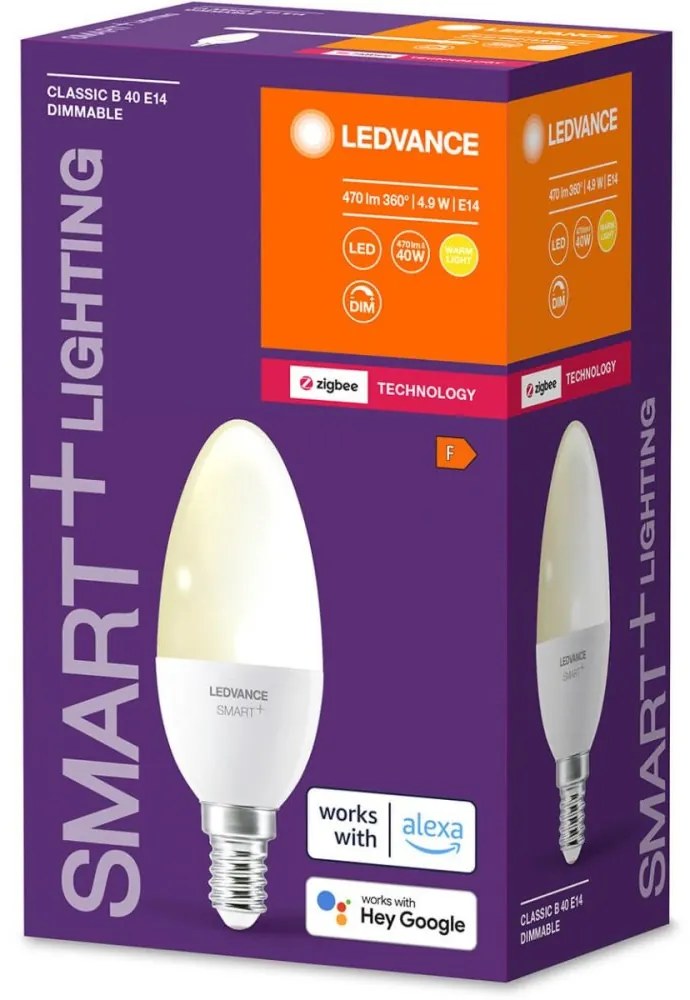 LED žiarovka E14 B40 4,9W 470lm 2700K Warm LEDVANCE SMART+ ZigBee Dimmable