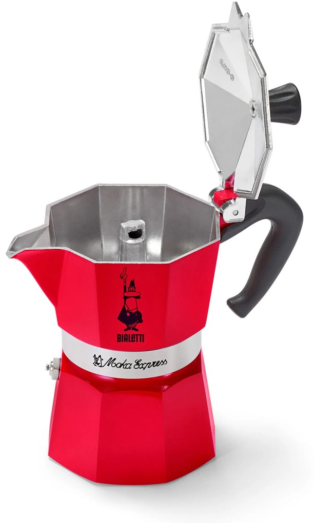 Kávovar na moka kávu Bialetti Moka Express, 130 ml, červený