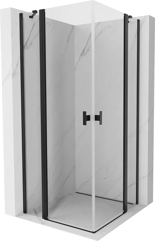Mexen, Mexen Mist Duo výklopný sprchový kút 80 x 80 cm, priehľadný, čierny - 8A4-080-080-70-00