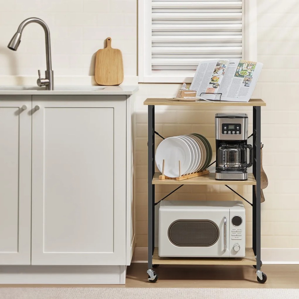 Odkladací stolík na kolieskach s 3 policami TAYLOR ARTISAN 60x40 cm