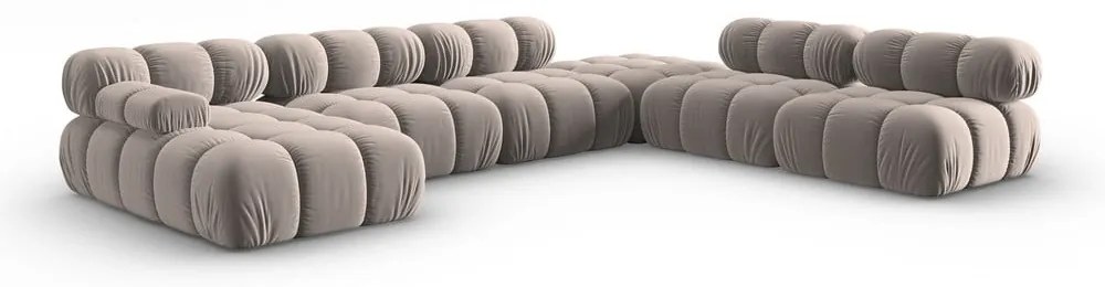 Svetlohnedá zamatová modulárna rohová pohovka (pravý roh/do tvaru "U") Bellis – Micadoni