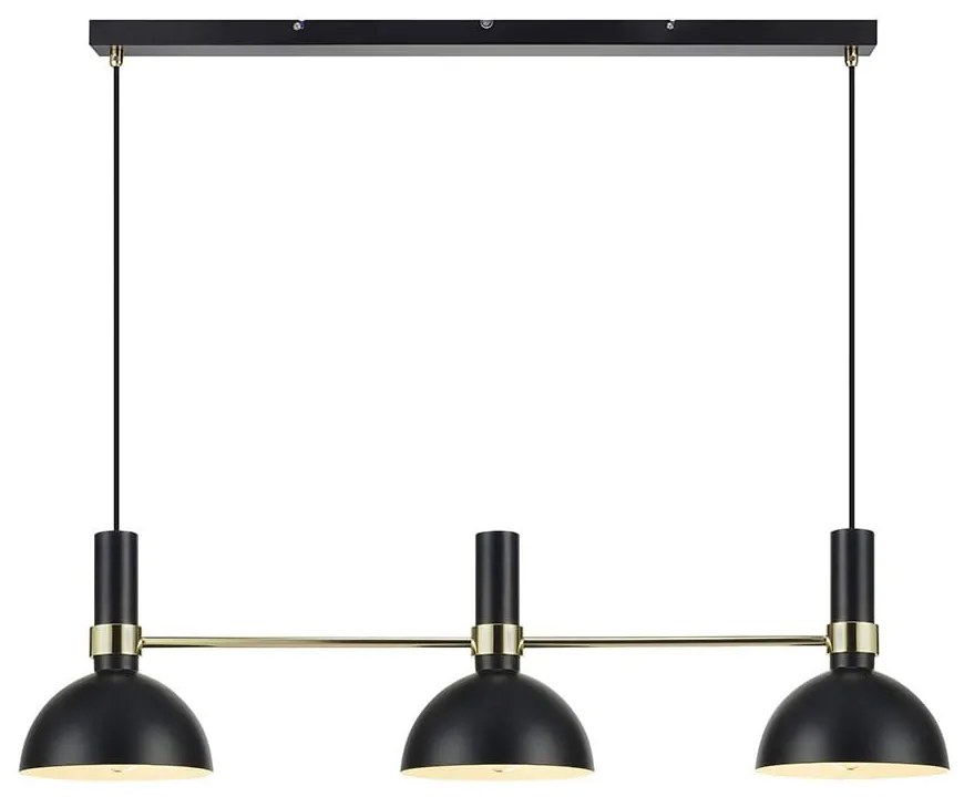 Čierne trojité stropné svietidlo Markslöjd Larry Black Gold