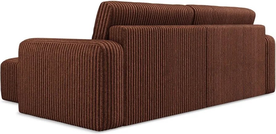 Menčestrová rozkladacia/s úložným priestorom rohová pohovka v terakotovej farbe (pravý roh/s leňoškou) Kona – Makamii