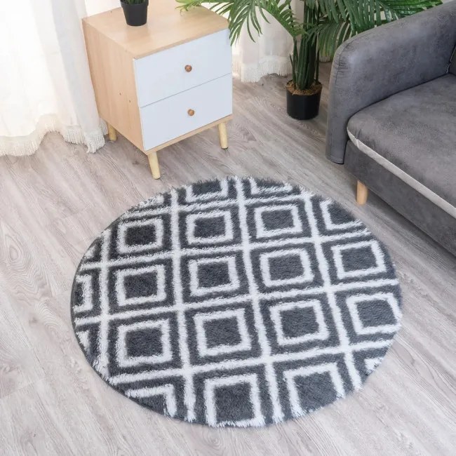 Protišmykový koberec DECOR čierny / biely kruh