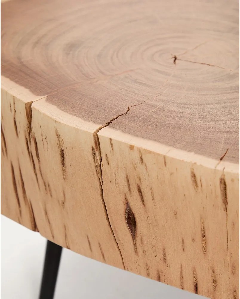 Okrúhly konferenčný stolík s doskou z akácie v prírodnej farbe 49x47 cm Tavine – Kave Home
