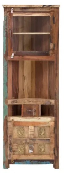 furniture-nabytek.cz - Masívny rohový vysoký šatník Sumana z recyklovaného dreva, lakovaný, hnedý – 65×30×185 cm