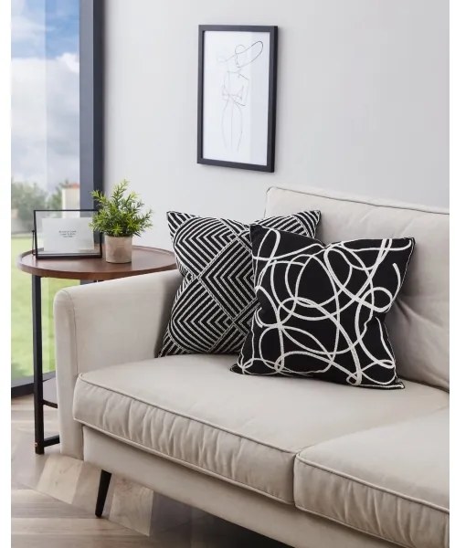 Eglo 420006 - Dekoračný vankúš CHEVERY 45x45 cm čierna/biela