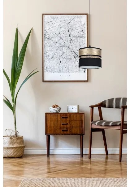 Luster na lanku LIMA 1xE27/60W/230V zlatá/čierna