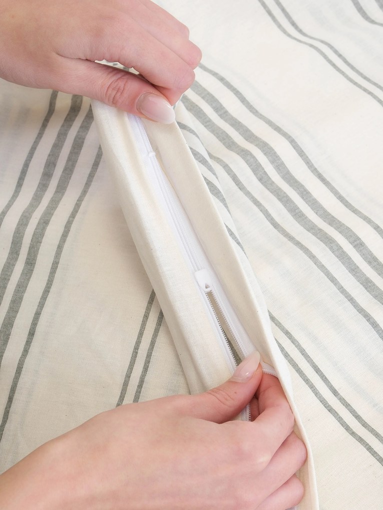 Bavlnené obliečky Natural - Prúžky zelené