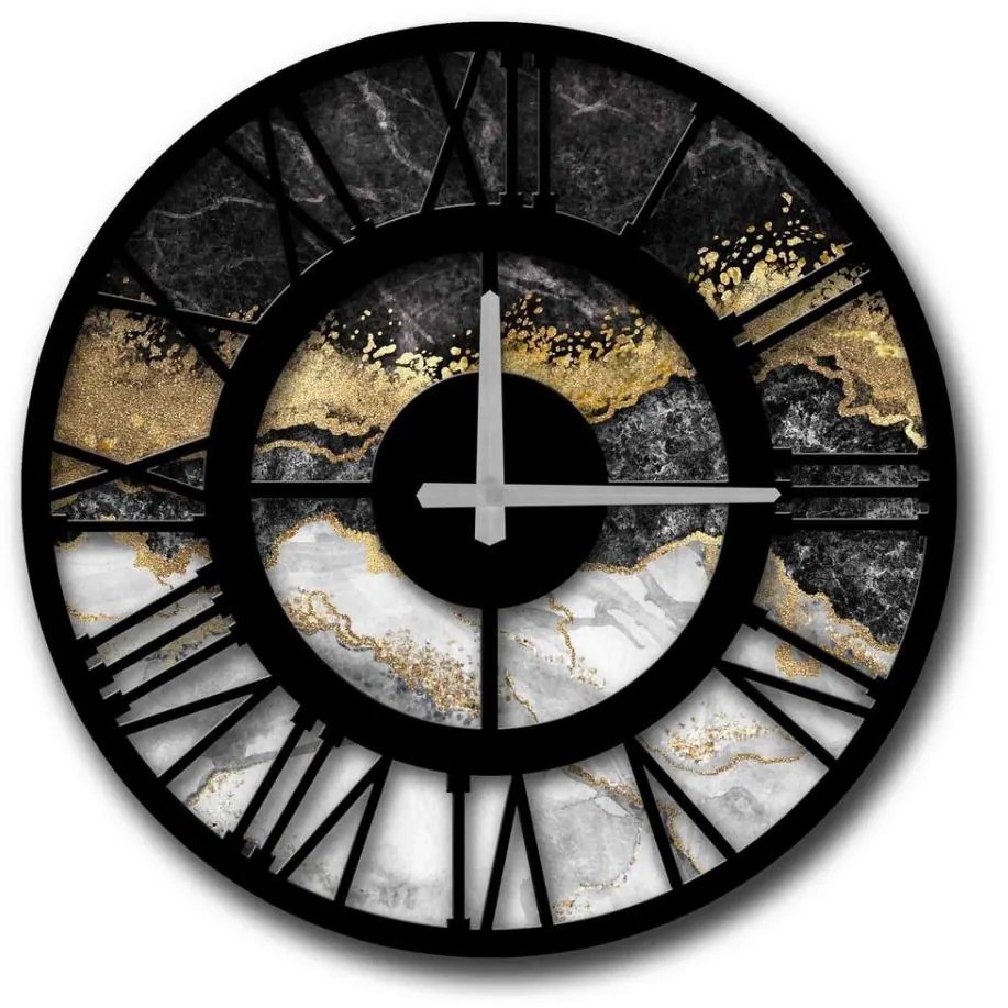 Nástenné hodiny 50 cm 1xAA čierna/zlatá/šedá