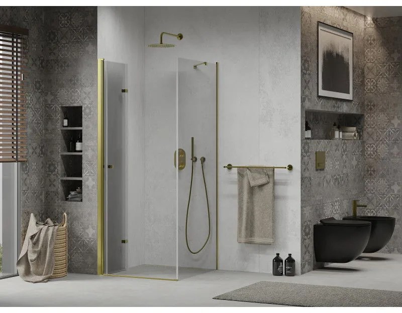 Mexen Lima sprchovací kút 80x80 cm, priehľadná, zlatá, 856-080-080-50-00